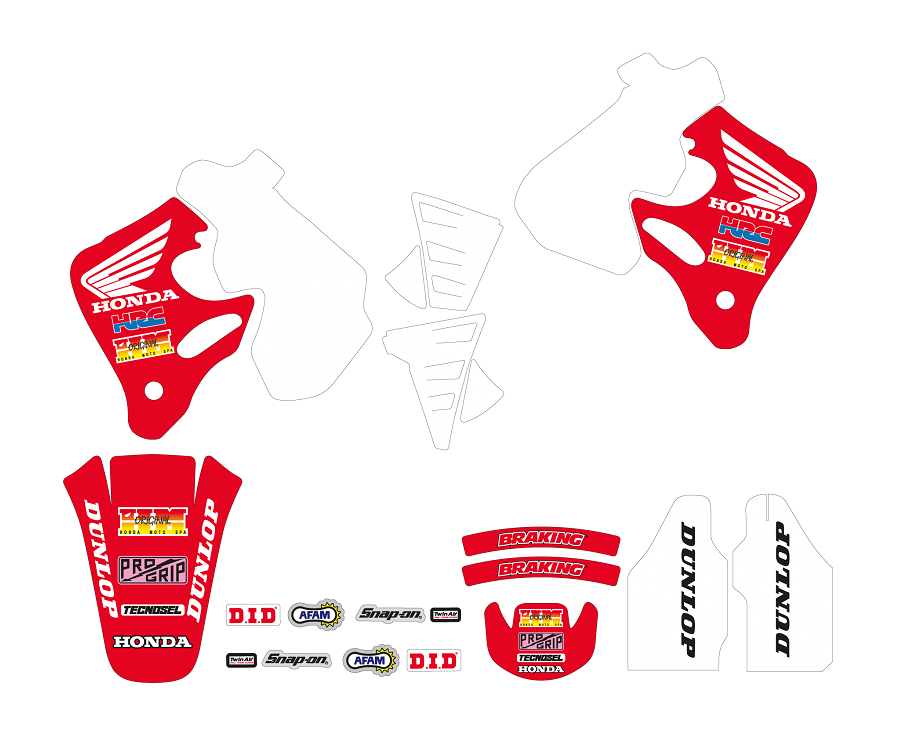 Kit adesivi Replica Team Honda 1992 HONDA CR 125 1993-1994 HONDA CR 250  1992-1994