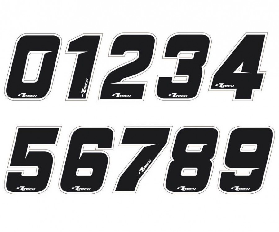 10 cm Numero Numeri adesivi gara moto cross TRE Nero 