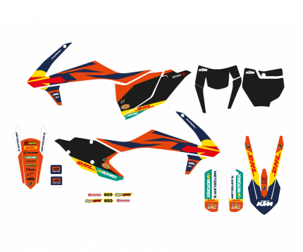 Kit adesivi Replica KTM Factory 2023 KTM SX 125 / 150 2016-2018 KTM SX 250 2017-2018 KTM SXF 250 / 350 / 450 2016-2018 KTM XC-W 125 2017-2019 KTM EXC - EXC-F 250 / 300 / 350 / 450 / 500 2017-2019