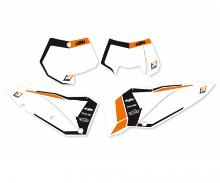 Kit adesivi portanumero Blackbird KTM SX 125 / 144 / 150 / 250 2007-2010 KTM SXF 250 / 450 2007-2010 KTM EXC 125 / 200 / 250 / 300 2008-2011 KTM EXC-F 250 / 400 / 450 / 530 2008-2011